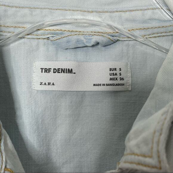 Zara TRF Denim Snap Button-down Chambray Shirt - Picture 3 of 6